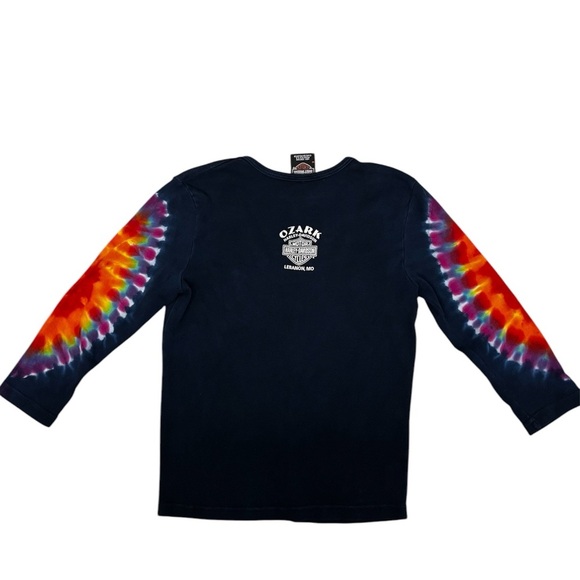 Vintage Harley Davidson Rainbow Tie Dye Cropped Tee Shirt Size M - Picture 2 of 6